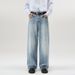 Men's Clothing High Street Washed Old Fashion Jeans Mopping Style Cleanfit Loose Straight Pants_voghion.com