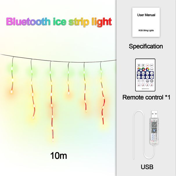 Bluetooth Smart Icicle Lights - RGB Color Changing Outdoor String Lights For Garden/Patio (Waterproof 100ft App Control Holiday Party Decor)_voghion.com