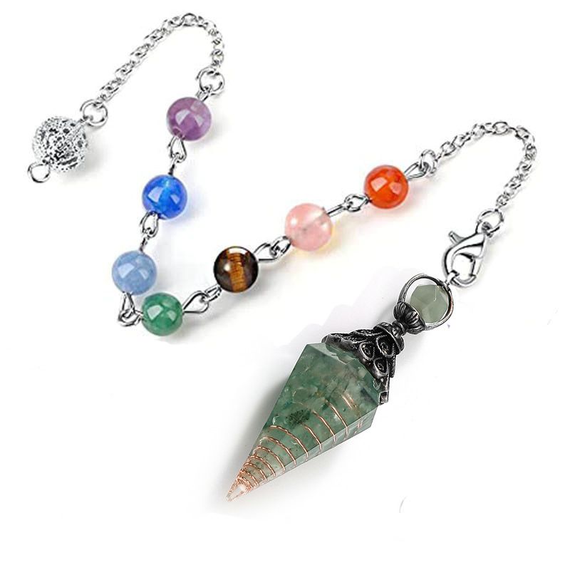 Natuurlijke kristalgrindhars zeshoekige kolom kegel hanger 7 kleuren kralen ketting pendel ornamenten yoga stenen ornamenten_voghion.com