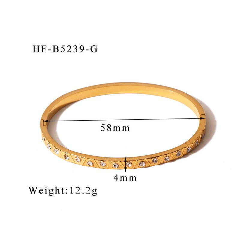 Schmalkantiges, CNC-präzise geschnitztes V-förmiges Zirkon-High-End-Schnallenarmband aus Titanstahl mit echter Vergoldung_voghion.com