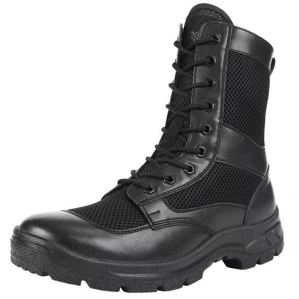 European Warm Series New Summer Zipper Combat Training Breathable Mesh Martin Men's Outdoor Hiking Boots Trendy Motorcycle Security Shoes_voghion.com