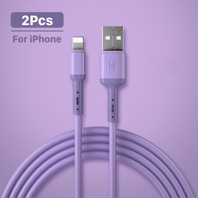 USB 2Pcs Cable For iPhone 14 13 12 11 Pro Max XR XS 8 7 6s 5s Fast Data Charging Charger USB Wire Cord Liquid_voghion.com