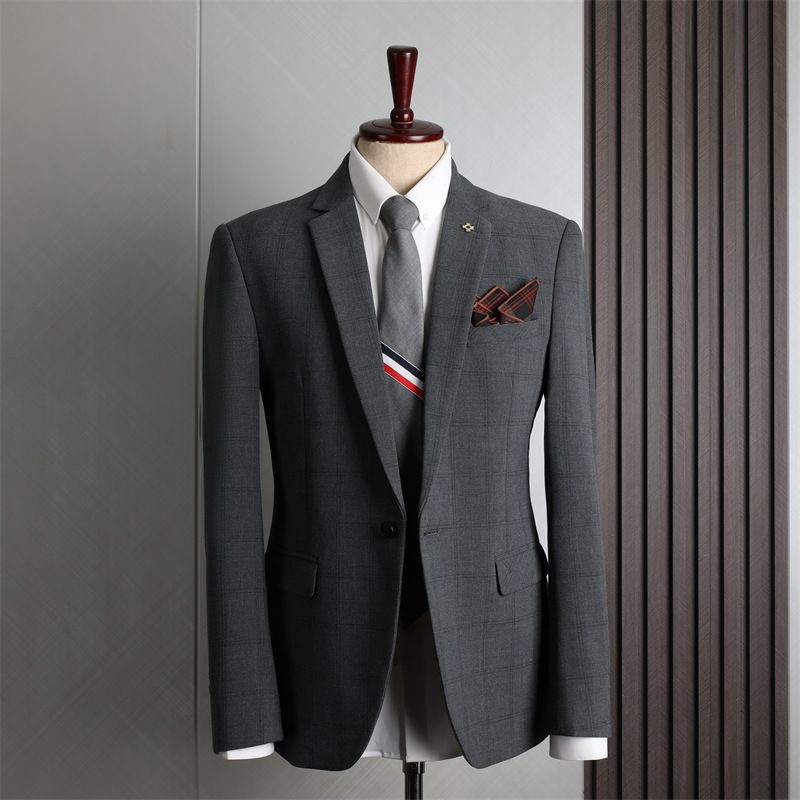 Costume homme 3 pièces coupe slim à carreaux avec gilet (gris, plusieurs tailles)_voghion.com