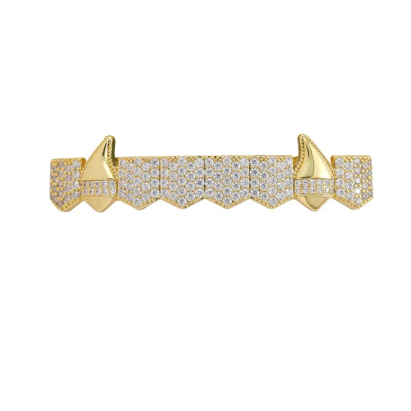 Halloween vampire fangs hip hop 8 fangs Grills copper diamond hip hop braces_voghion.com