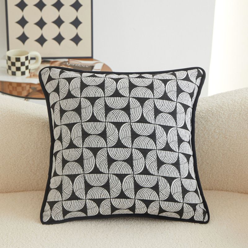 Chenille Throw Pillow Covers With Insert - 45x45cm Luxury European Style Decorative Cushions (Circle/Leopard/Abstract Patterns)_voghion.com