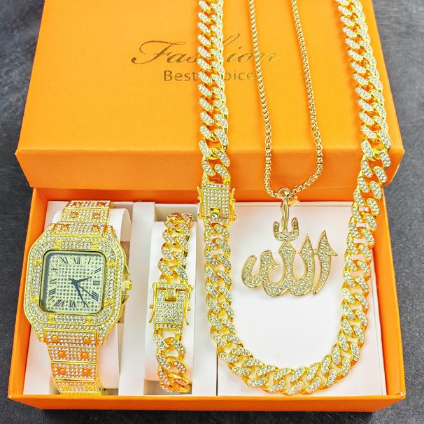 5 vnt. hiphopo laikrodžių apyrankių, karolių, dėžutės rinkinys, deimantiniai laikrodžiai_voghion.com