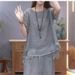 Artistic Cotton Linen For Women 2024 Summer New Ethnic Style Loose Slimming Belly Covering Elegant Two-Piece Set_voghion.com