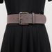 Minimalist High-End Row Basic Classic Square Suede Neutral Wide Deerskin Silver Buckle Versatile Women's Belt_voghion.com