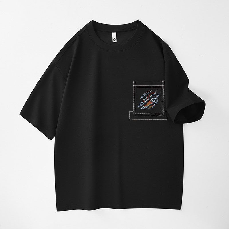 Abbigliamento uomo 24 nuovi modelli estivi da uomo, semplici, versatili, stampati, in puro cotone, con scollo rotondo e spalle scese, a maniche corte_voghion.com