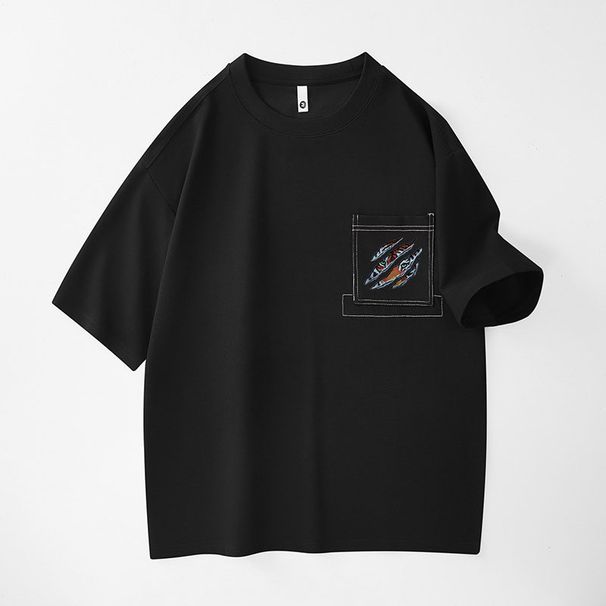 Abbigliamento uomo 24 nuovi modelli estivi da uomo, semplici, versatili, stampati, in puro cotone, con scollo rotondo e spalle scese, a maniche corte_voghion.com