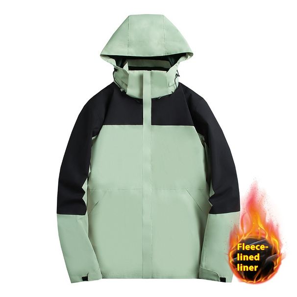 Herbst Winter Outdoor Bergsteigen Zweiteiliges Set mit Dickem und Schütteln Fleece für Männer Schnee Wärme Hoodie Cross Border_voghion.com