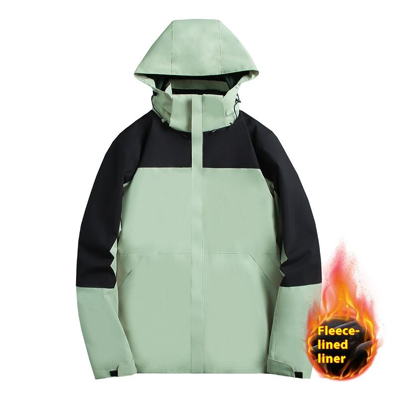 Set da due pezzi per alpinismo all'aperto, autunno inverno, con pile spesso e agitato per uomo, con cappuccio caldo da neve, con bordo incrociato_voghion.com