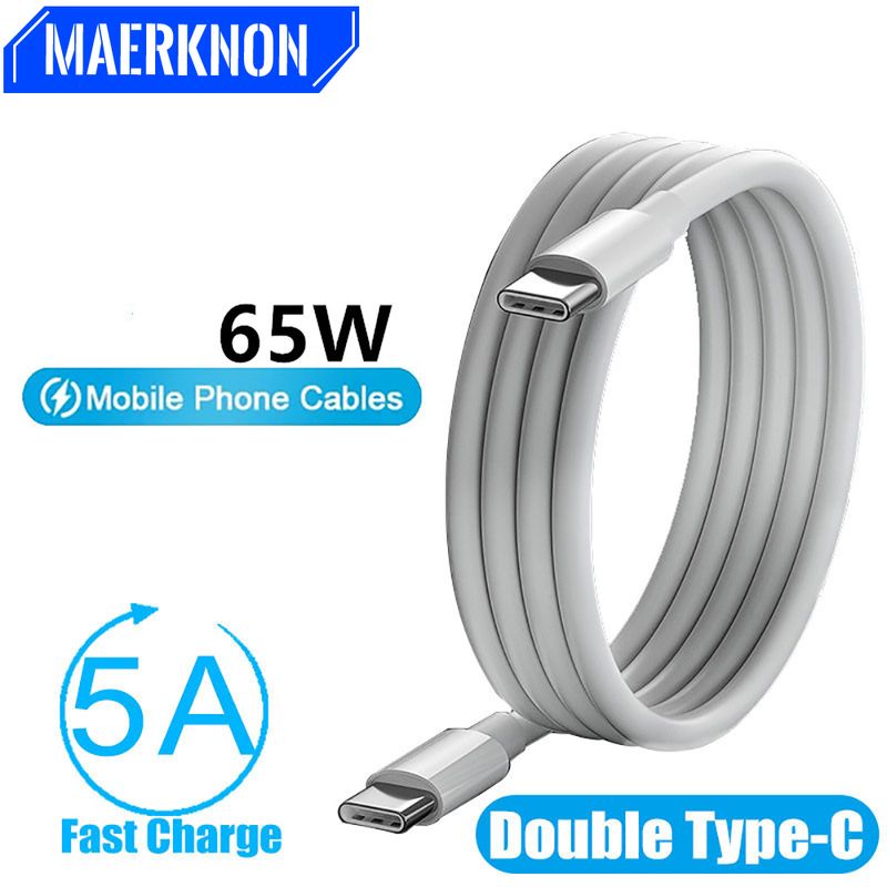 65 W Maerknon USB C uz USB C tipa kabelis Mobilā tālruņa 5A ātrās uzlādes kabelis USB C tipa kabelis, ko var uzlādēt_voghion.com