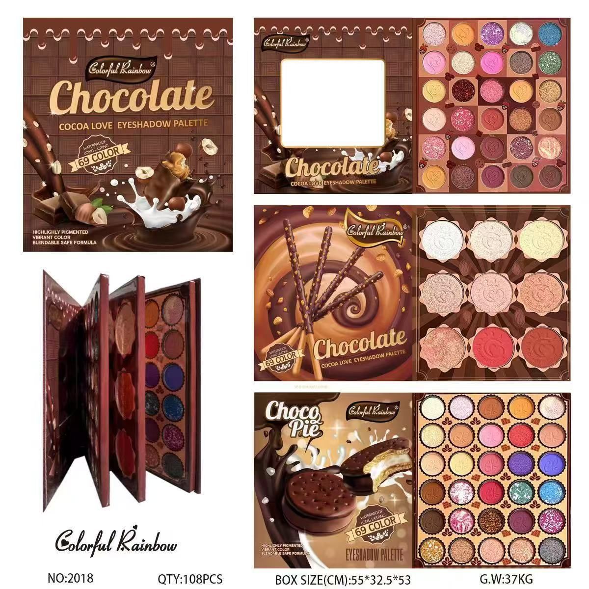 Chocolate 69-Color 3-Layer Book-Style Eyeshadow Palette With Highlighter & Contour - Matte & Shimmer Pigmented Makeup For Natural & Smoky Looks_voghion.com