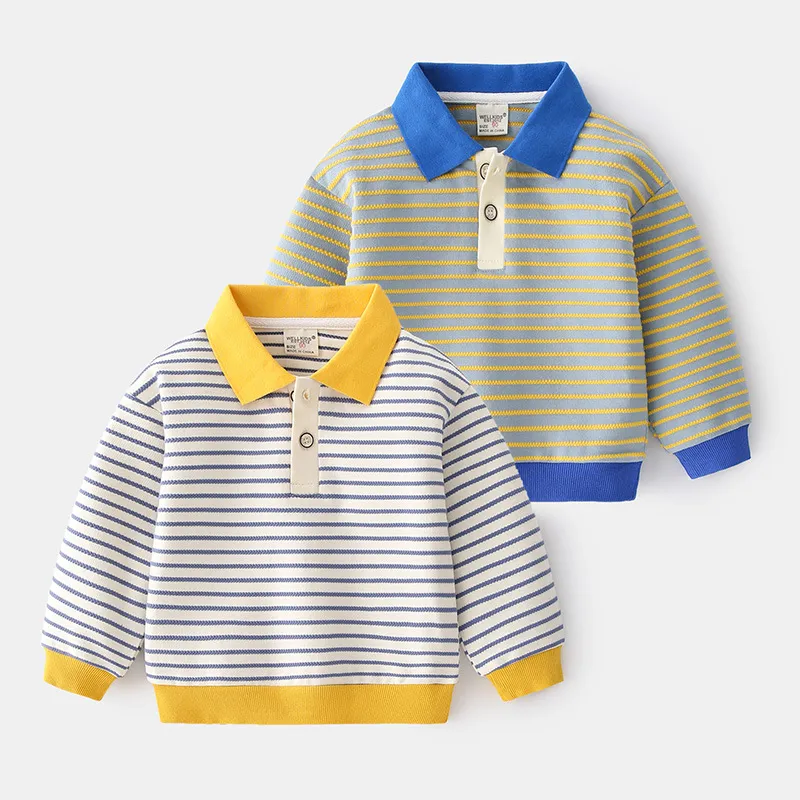 XUANMU Wiosna Jesień Dzieci Chłopcy Dzianinowe Koszulki Polo Paski Niemowlę Chłopięcy Sweter Bawełniany Zewnętrzny Dziecięcy Chłopięcy Sweter XB054_voghion.com