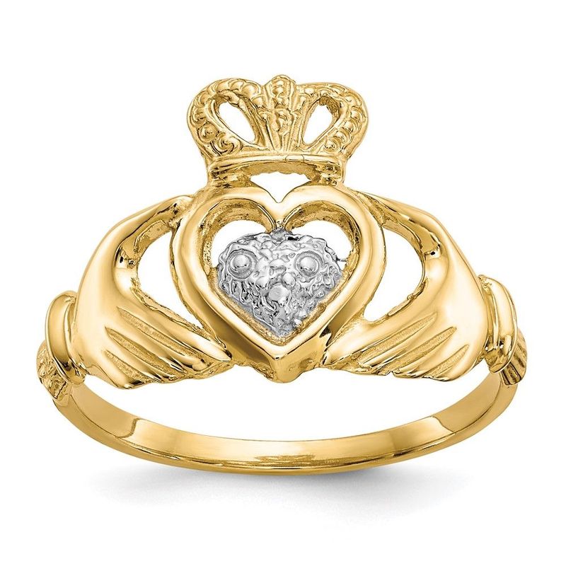 10k & Rhodium Claddagh Ring_voghion.com