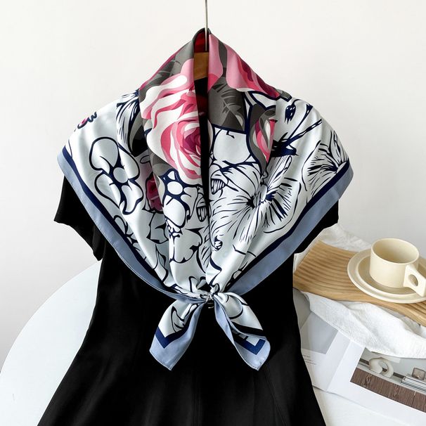 2024 Ny 90 cm sidenrosdesign ädel och elegant svärmorspresent mjuk fyrkantig halsduk_voghion.com