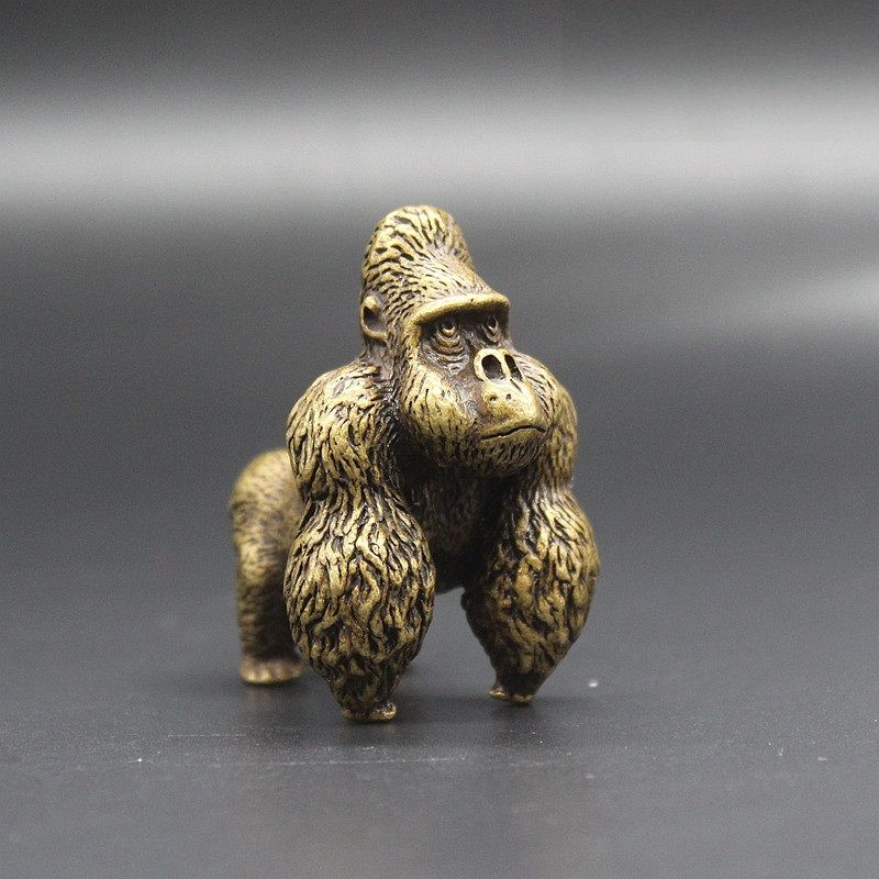 Precision Solid Gorilla Small Ornament, Art, Pet, Monkey, Copper Handle, Antique Micro Carving, Antique, Old Bronze Ware_voghion.com