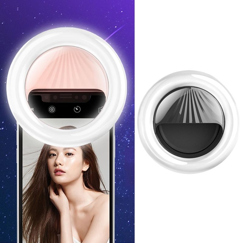 RK34 Oplaadbare Beauty Selfie Light Selfie Clip Flash Fill Light (Zwart)_voghion.com