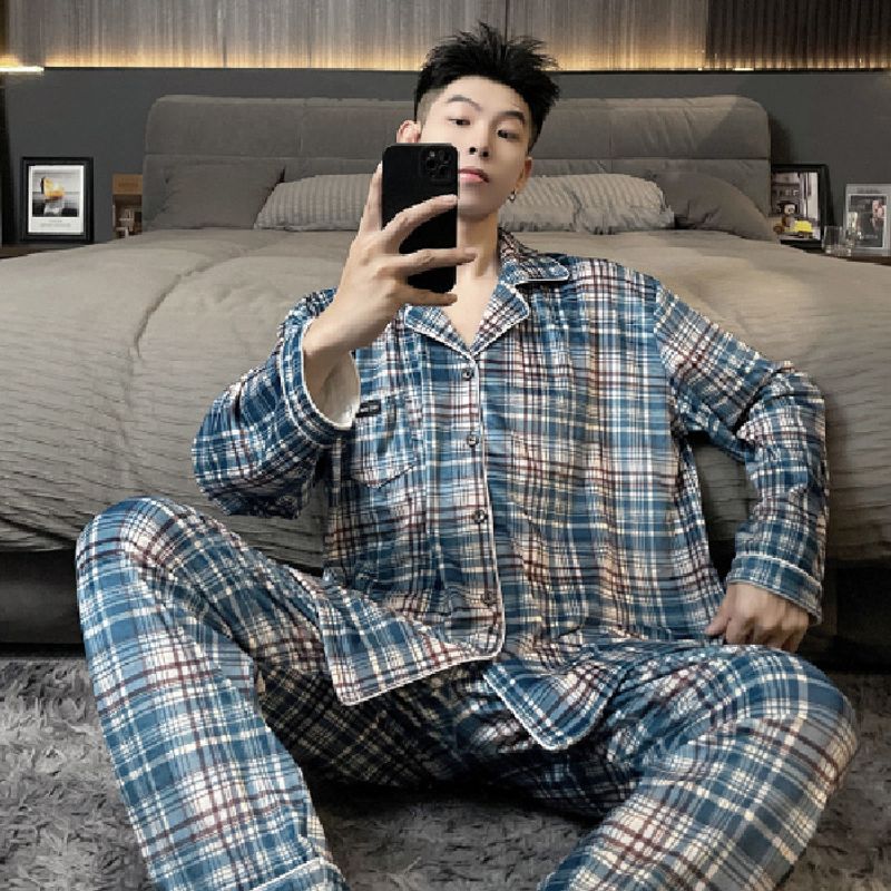 300 fat plus size men's sleepwear for winter,  200 pounds island fleece high-end set,  thick and chubby home clothes_voghion.com