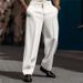 Moška oblačila, formalne, ravne, s poševnimi žepi, enobarvne, udobne, zračne modne hlače za vsakodnevne izlete na prostem_voghion.com