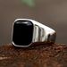 Edelstahl Schwarzer Achat Retro Herrenring_voghion.com
