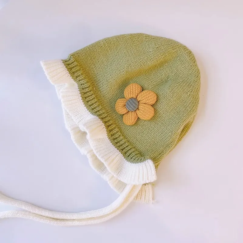 Kids'hats Ear-protection hat Autumn and winter cotton baby girl lace princess hat wool wool bun hat_voghion.com