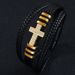 Men's Jewelry Copper Inlaid Zircon Cross Bracelet Fashionable PU Leather Rope Hand Woven Alloy Bracelet Jewelry_voghion.com