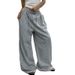 Damenbekleidung Sporthose mit weitem Bein für Damen Graue, lockere Jazz-Wischhose Jogginghose Hip Hop Drape Casual Pants_voghion.com
