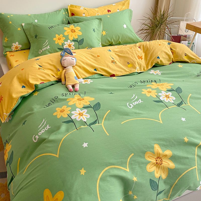 Parure de lit 4 pièces 100 % coton, drap-housse, housse de couette, pour dortoir étudiant, 4 pièces, nouvelle collection 2025_voghion.com