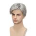 Synthetische Clip-in Neue Herrenperücken Modische silbergraue Kurzhaarperücke_voghion.com
