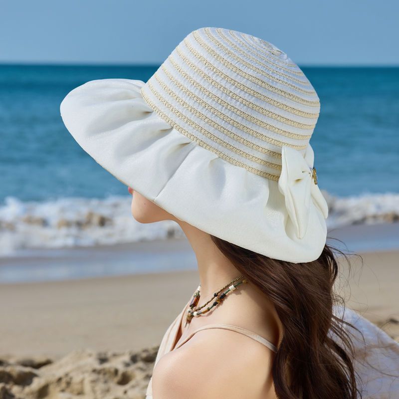 Summer New Big Eaves Bucket Hat Women's Sun Protection Sun Hat Beach UV Protection Breathable Sun Hat_voghion.com