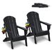 Adirondack Chair Plastic Set Of 2 All-Weather Folding Fire Pit Black_voghion.com