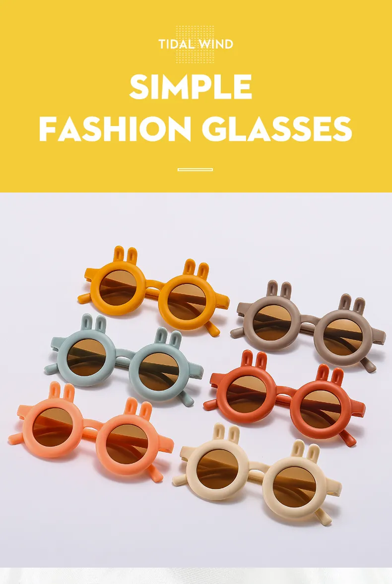 Lunettes de soleil UV pour enfants, nouvelles lunettes de soleil UV pour bébés, mignonnes lunettes de soleil en forme de lapin, pour hommes et femmes, lunettes de marée de dessin animé_voghion.com