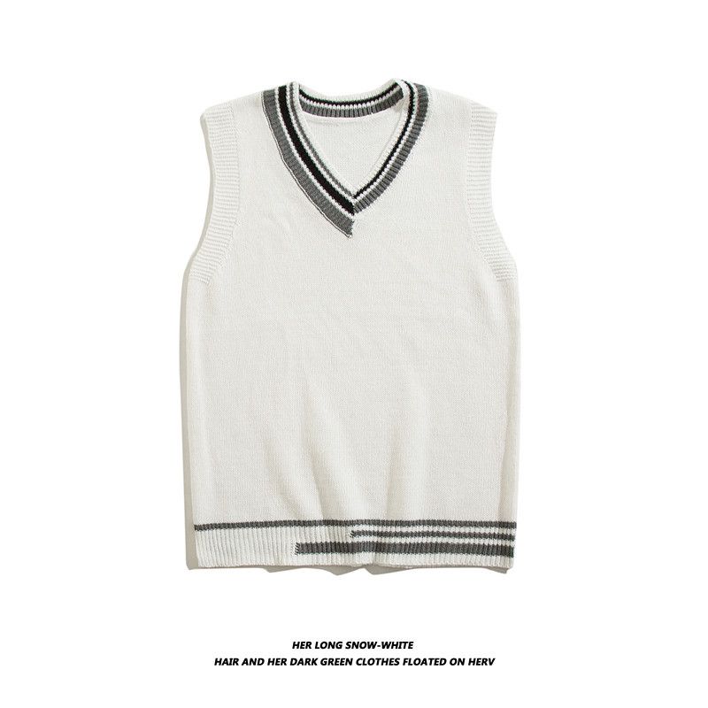 Herrenbekleidung Pullover Weste lose Student trendige All-Match ärmellose Pullover Pullover Weste_voghion.com