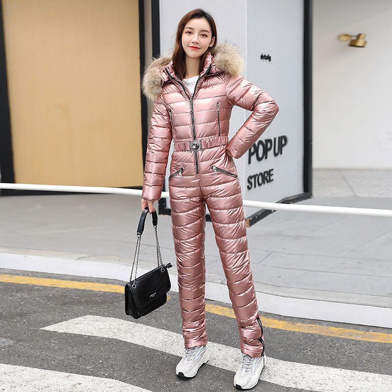 Conjunto de calças femininas elegantes com gola de pele de inverno 2025, macacão casual da moda_voghion.com