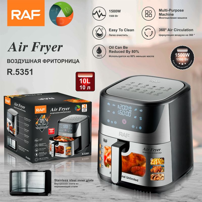 RAF EU Standard Cross-Border Air Large Capacity 10L Multifunctional Household Electric Fryer Visual Intelligent_voghion.com