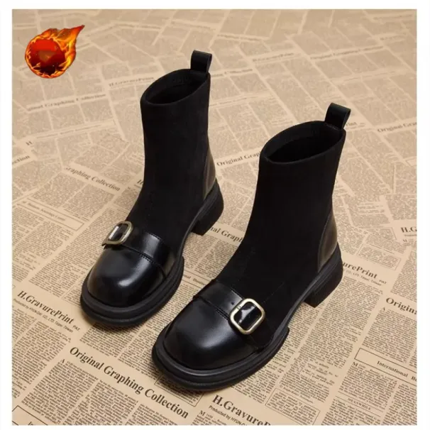 Knöchel 2024 Neue Winter Runde Zehe Schnürung Kurze Damen Plattform Designer Ritter Stiefel Frauen Schuhe_voghion.com