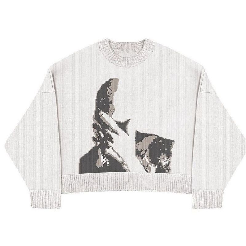 Damenbekleidung Lose Pullover Pullover Persönlichkeit Lässig Rundhals Mantel Gesichtsmuster Herbst Und Winter Damen Innenpullover Großhandel_voghion.com