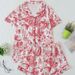 Pigiami da donna, camicia da notte a maniche corte con risvolto e stampa 3D, pantaloncini, completi e abbigliamento per la casa_voghion.com