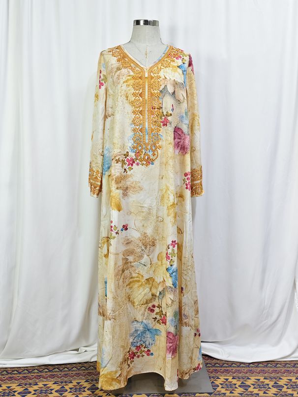 Women's Clothing Positioning Printing Long Sleeved Dress_voghion.com