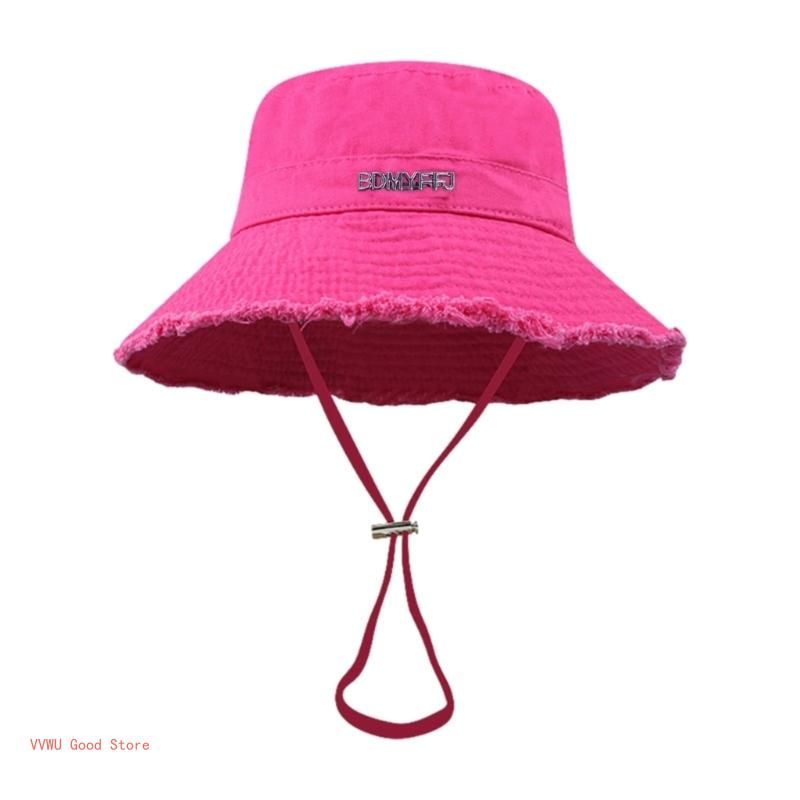 Mode Erwachsene Ausgefranste Design Fischer Breite Krempe Sunproof Eimer Hut Sommer_voghion.com