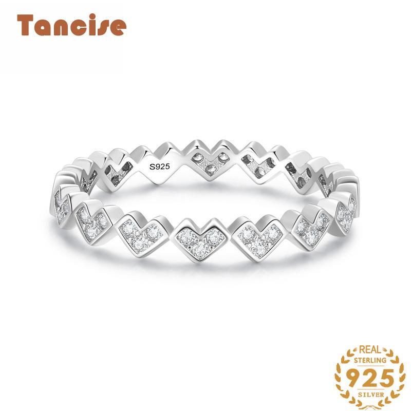  Tancise Classic Zircon Silver Ring Ladies Jewelry Wedding Promise Party Gift_voghion.com