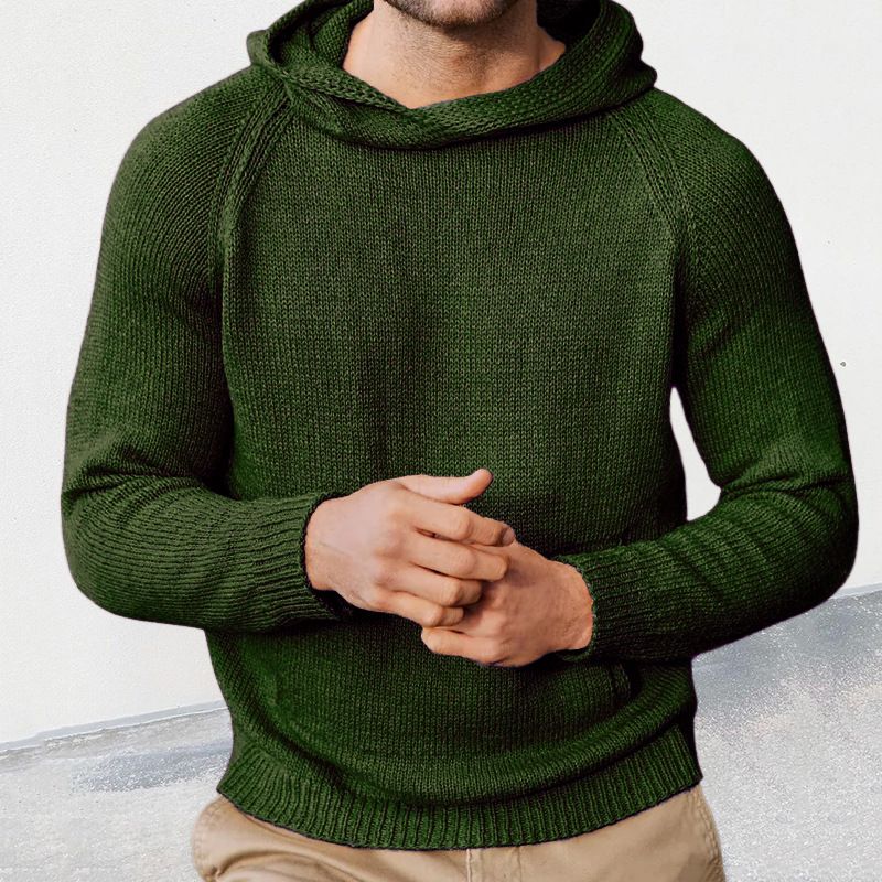 2024 autumn and winter new hooded knitted men's solid color hat collar long sleeved basic sweater_voghion.com
