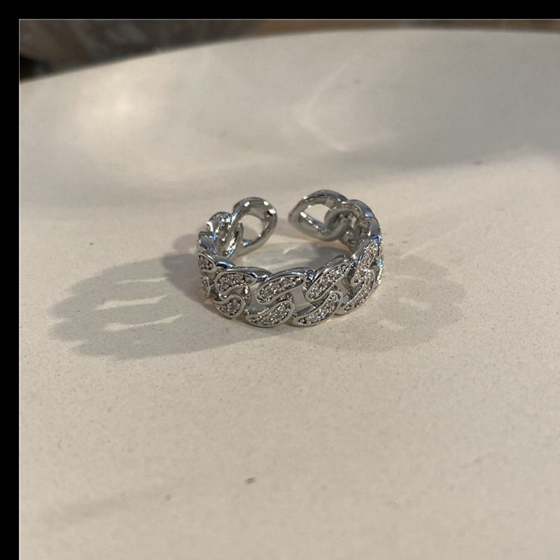 Anello da uomo con catena cubana tempestata di diamanti e stella, stile hip-hop alla moda, stile freddo, per donna, con un tocco di lusso._voghion.com