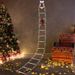 Decorazione natalizia per feste, albero di Natale, luce per scale, atmosfera natalizia, Babbo Natale transfrontaliero che si arrampica sulla scala a LED con campanella_voghion.com