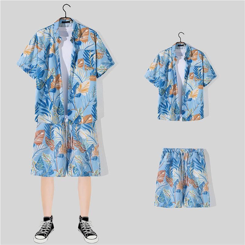 CT Sanya Beach für Herren, neues Blumenhemd im Hawaii-Stil, cooles Hip-Hop-Trend-Set mit kurzen Ärmeln und Shorts im Internet-Promi-Stil_voghion.com