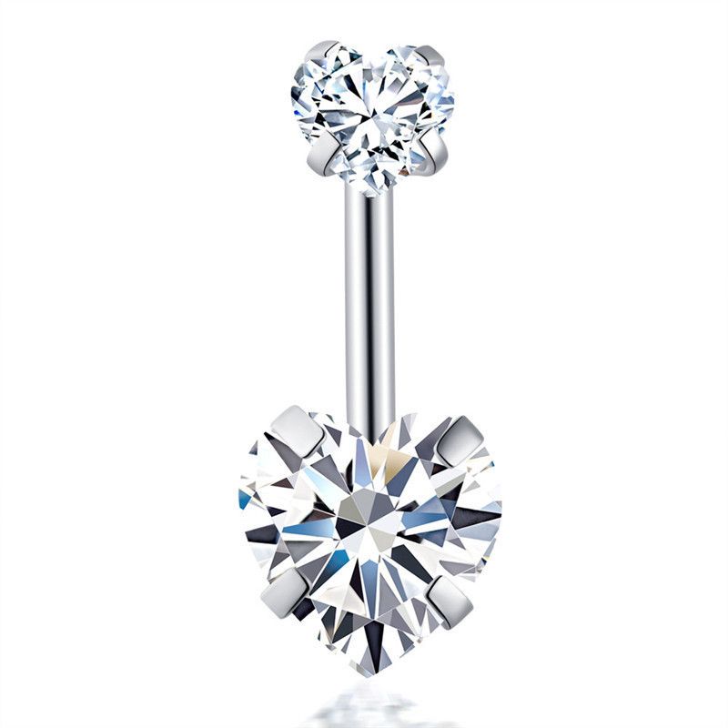 Neue Edelstahl Doppel Liebe Bauchnabel Nagel Kreative Zirkon Bauchnabel Bauchnabel Ring Piercing Schmuck Weibliche_voghion.com