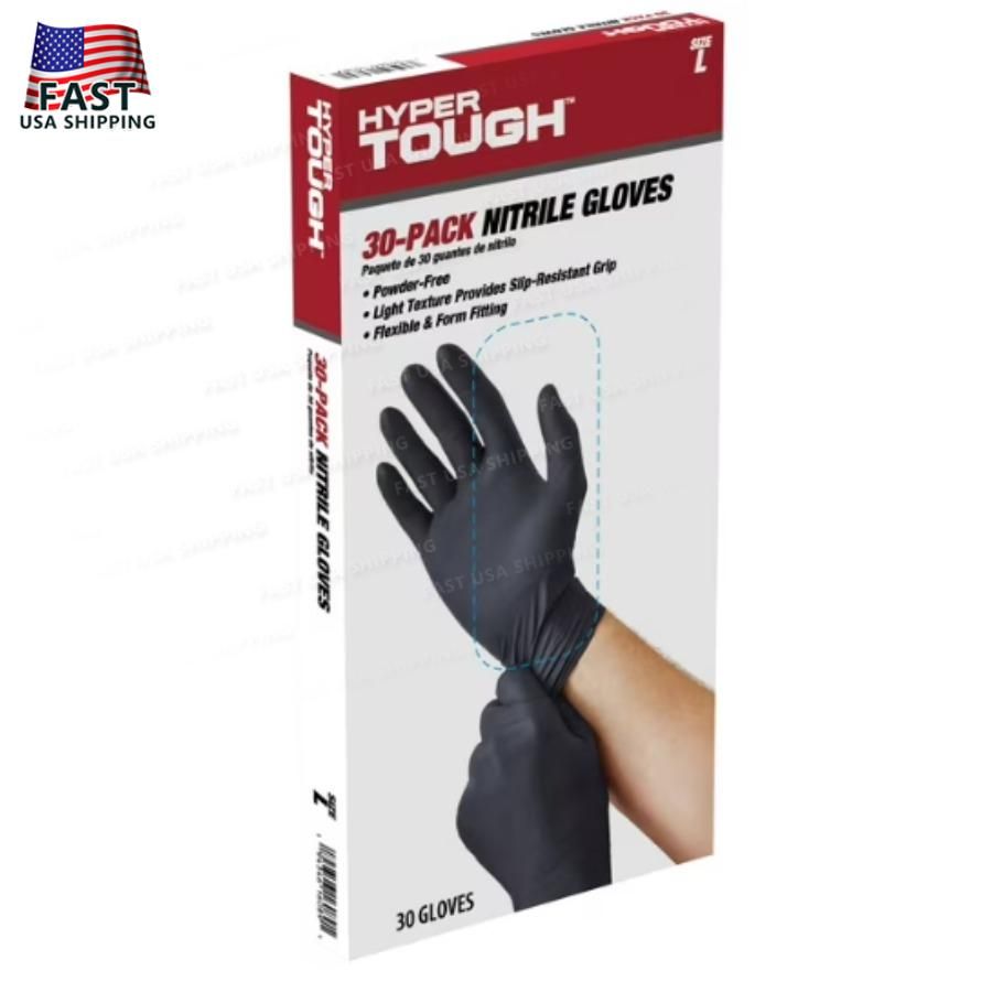 Large Disposable 30CT Fits Most Hyper Tough Gloves Size One Size Nitrile_voghion.com