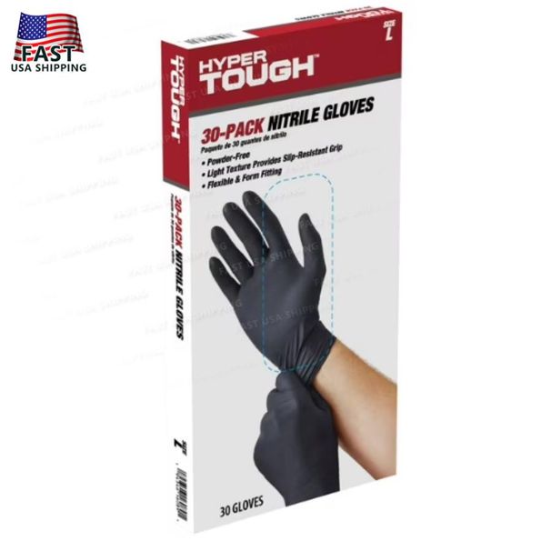 Large Disposable 30CT Fits Most Hyper Tough Gloves Size One Size Nitrile_voghion.com